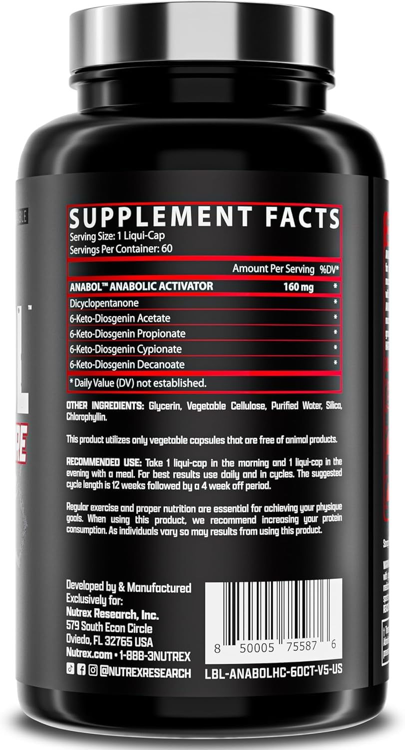 Nutrex Research envase de 60 cápsulas líquidas indicando suministro para un mes