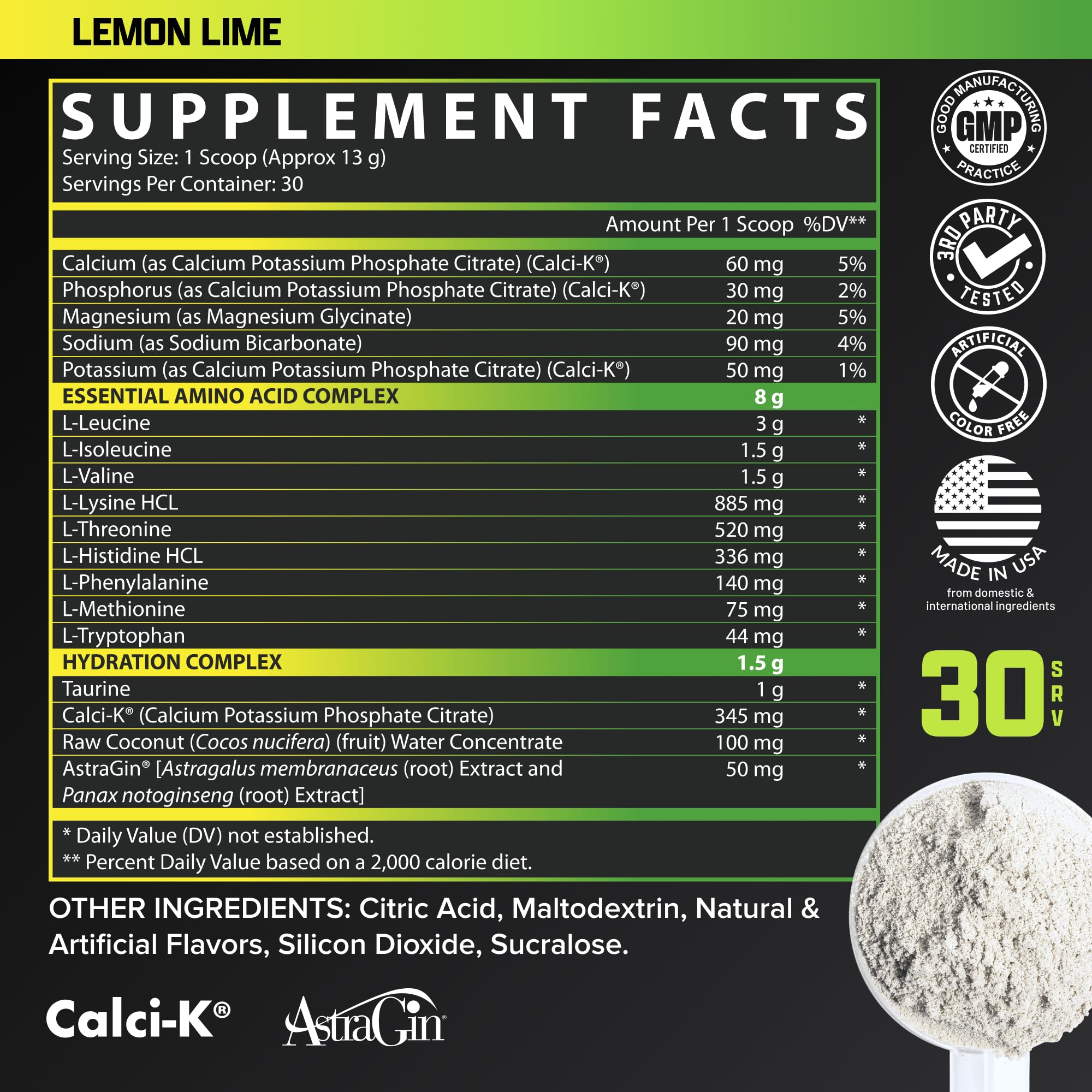 Nutrex Research ingredientes cerca de la etiqueta: agua de coco, taurina y minerales