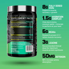 Nutrex Research textura del polvo fino en primer plano para mezcla rápida y solubilidad