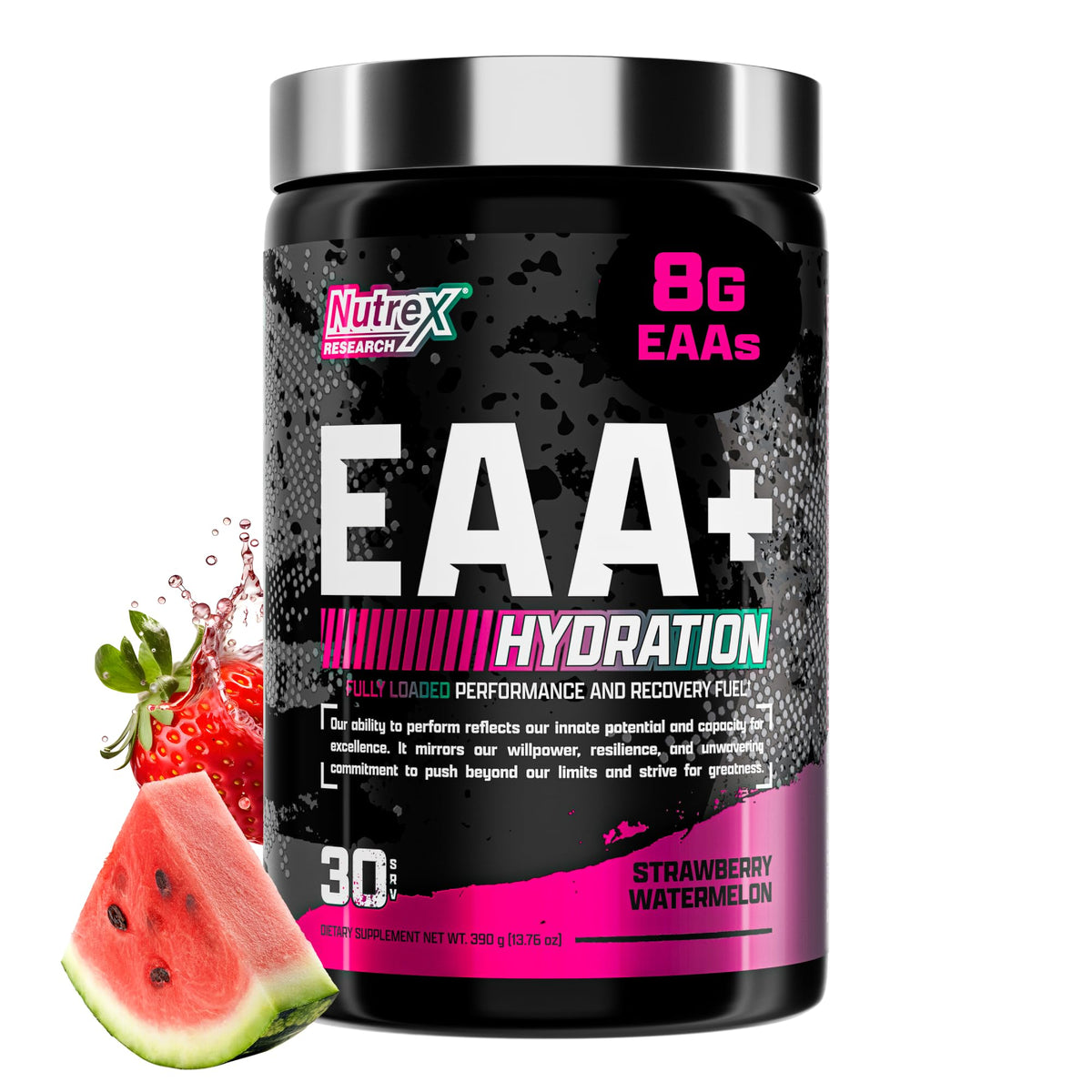 Nutrex Research envase frontal fresa sandía mostrando sabor y ventaja sin azúcar