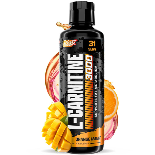 Nutrex Research L Carnitine 3000 vista frontal muestra envase y porciones