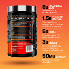 Nutrex Research polvo naranja muestra textura fina y fácil disolución