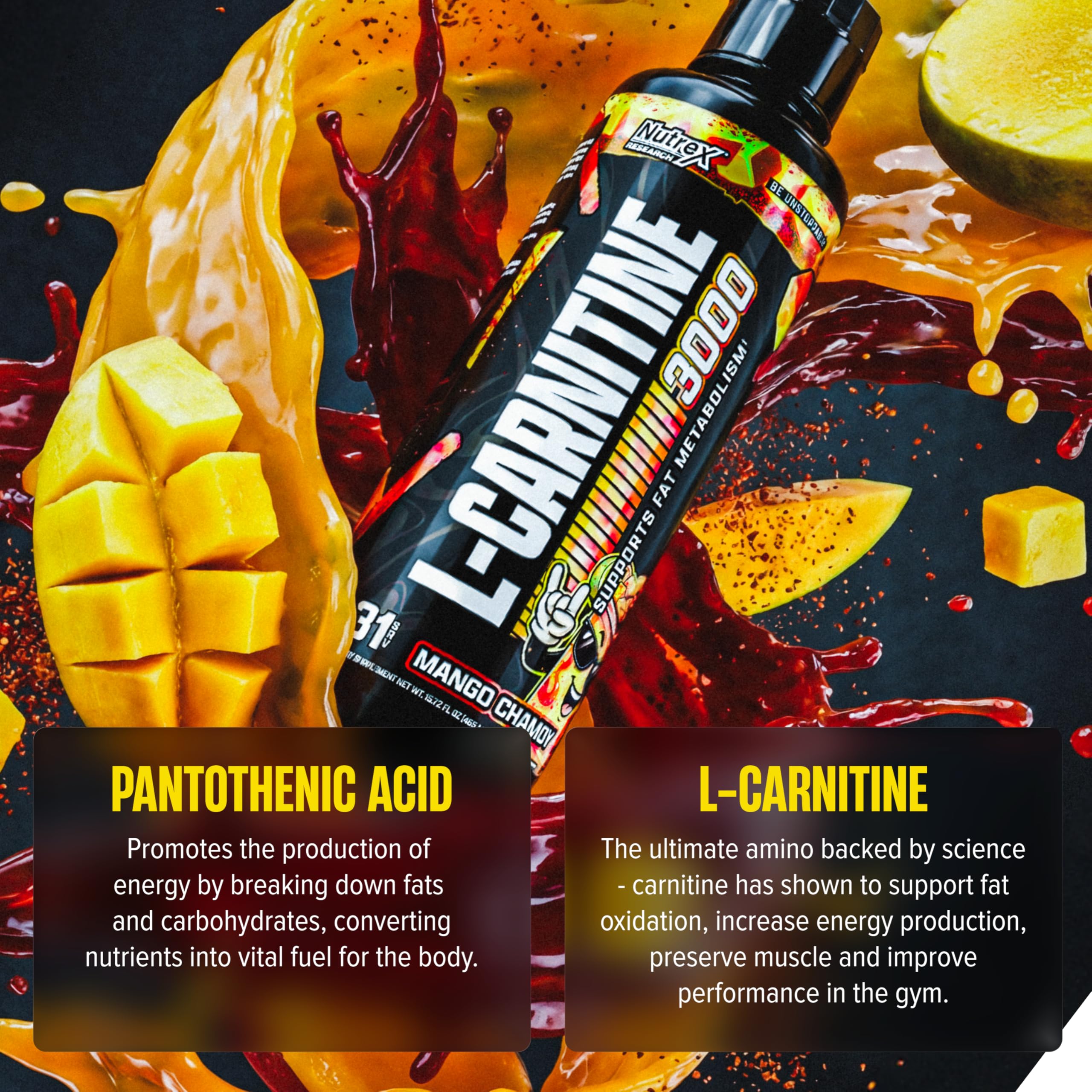 Nutrex Research vaso con sabor mango chamoy ofreciendo mejor palatabilidad