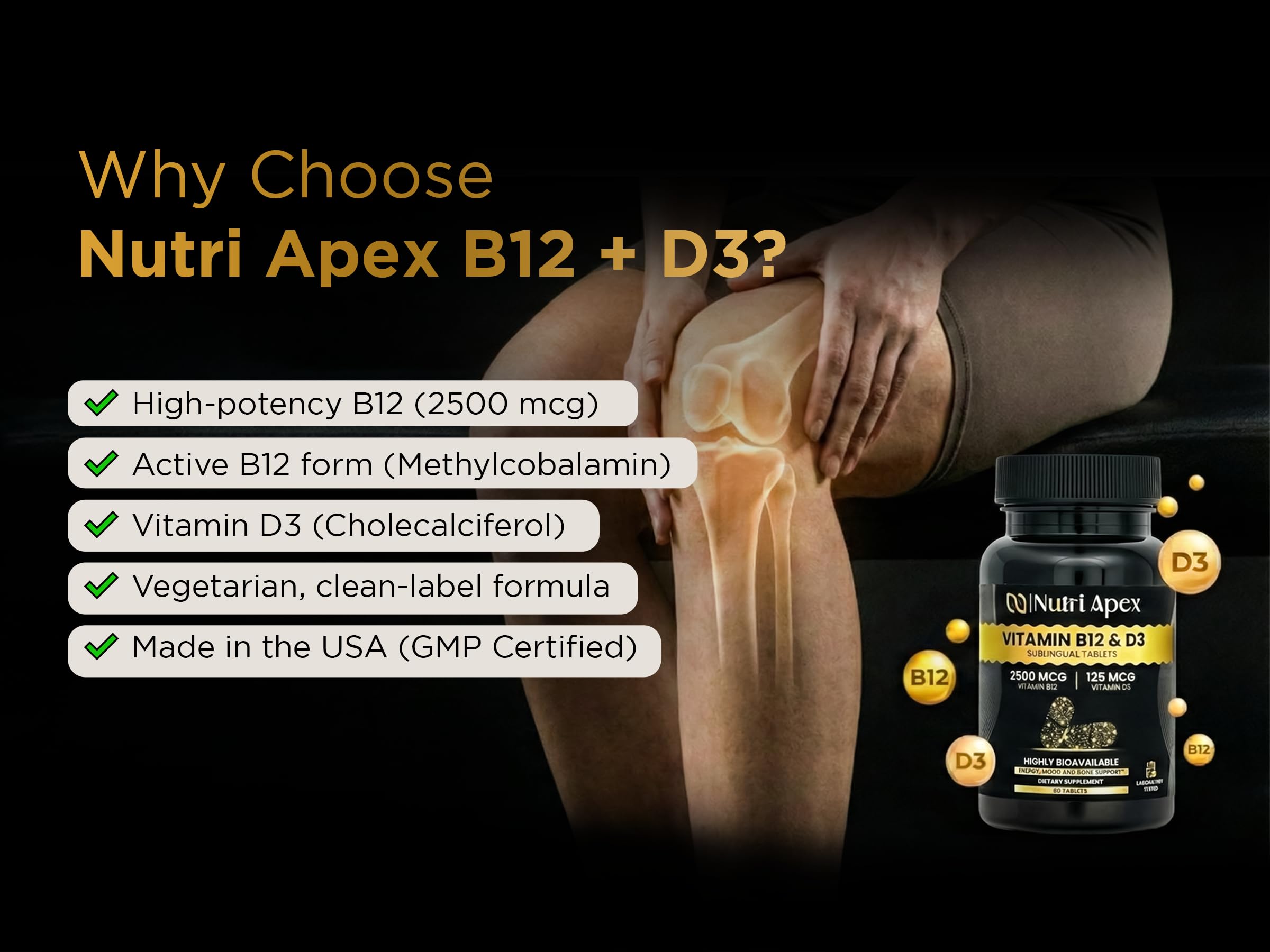 Nutri Apex tableta debajo de la lengua demostrando rápida absorción