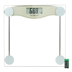 NUTRI FIT vista frontal de la báscula gris, elegante y precisa