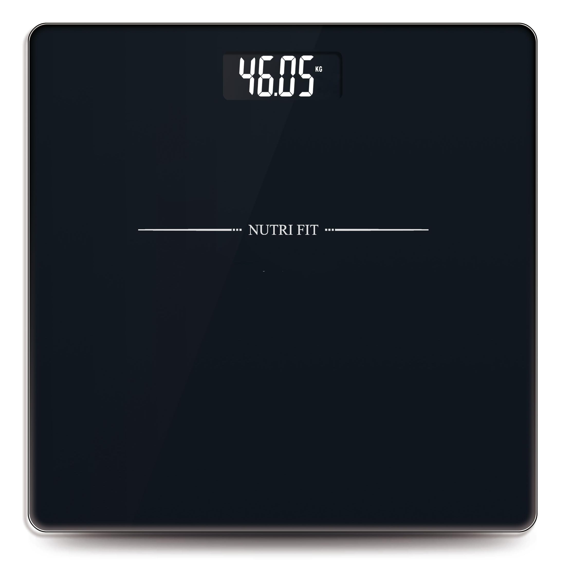 NUTRI FIT frontal de la báscula Jet Black mostrando diseño elegante y precisión
