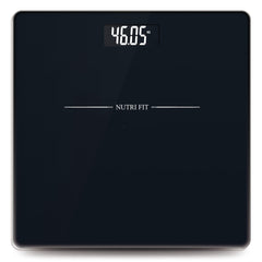 NUTRI FIT frontal de la báscula Jet Black mostrando diseño elegante y precisión