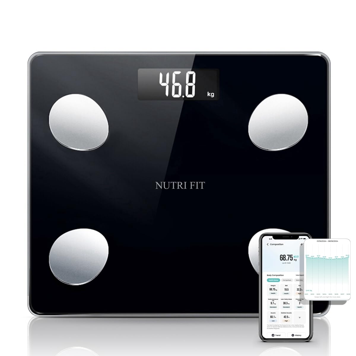 NUTRI FIT vista frontal del producto mostrando diseño elegante y plataforma resistente