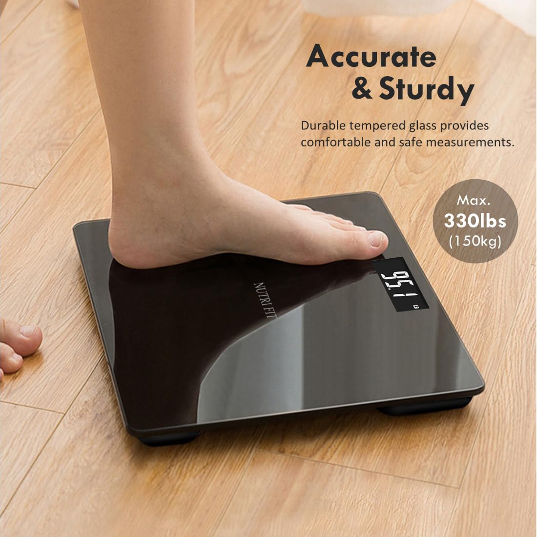 NUTRI FIT primer plano de la pantalla LCD con números legibles