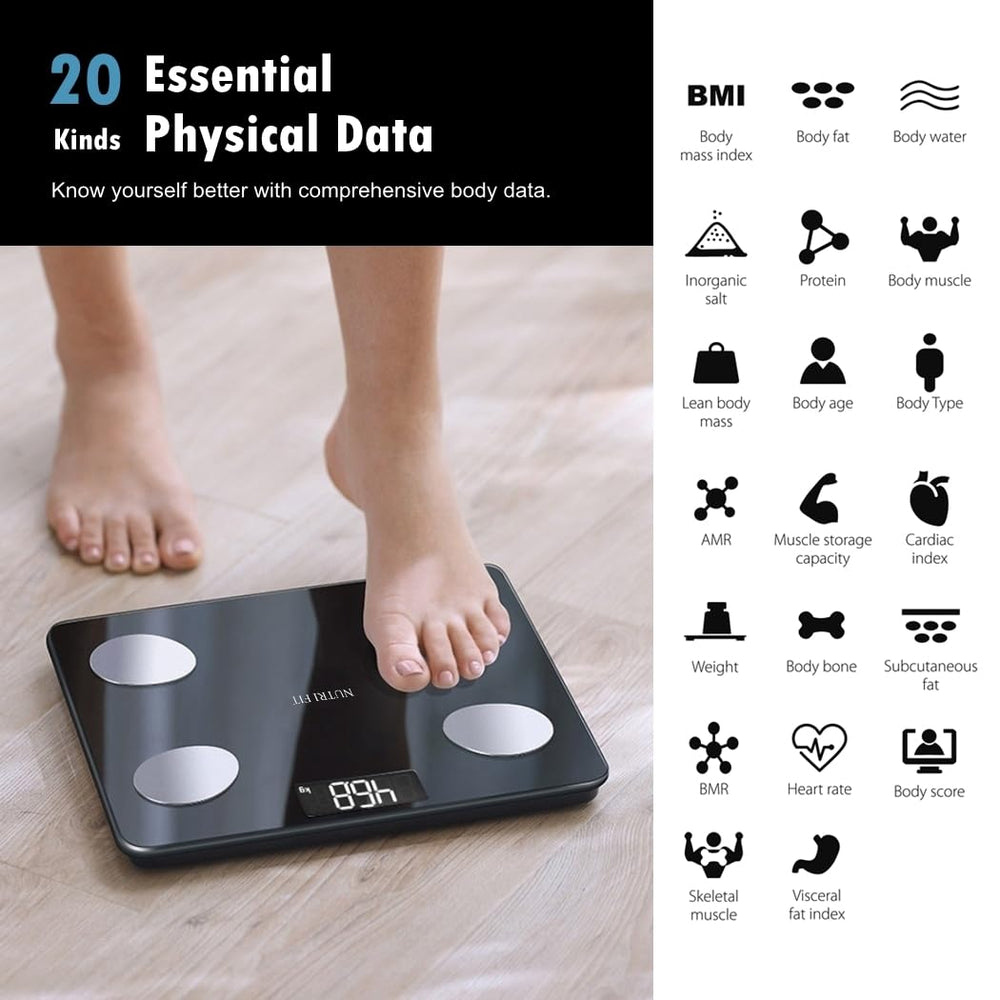 NUTRI FIT pantalla LCD con lectura clara y rápida del peso y métricas