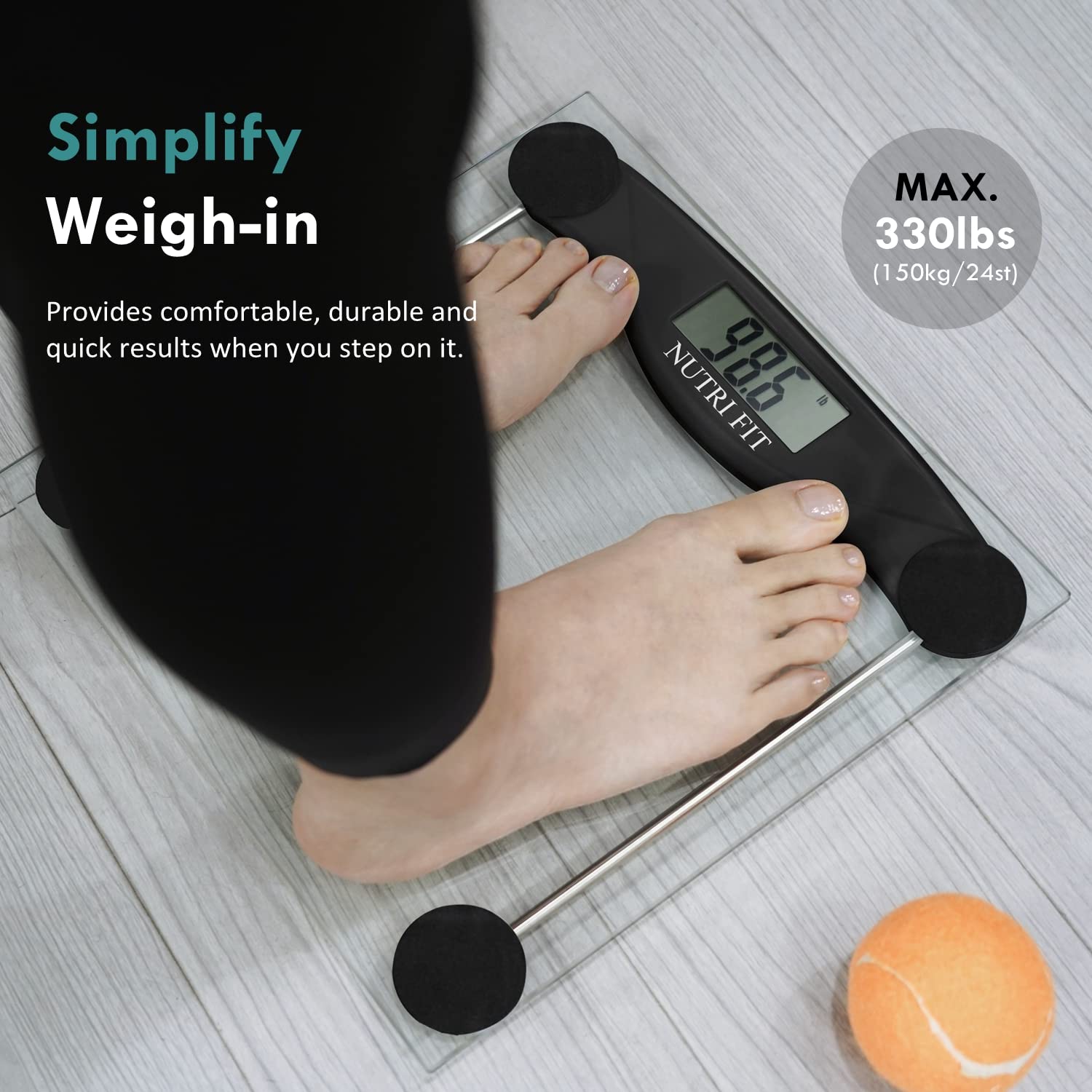 NUTRI FIT pantalla LCD con números grandes para lectura rápida
