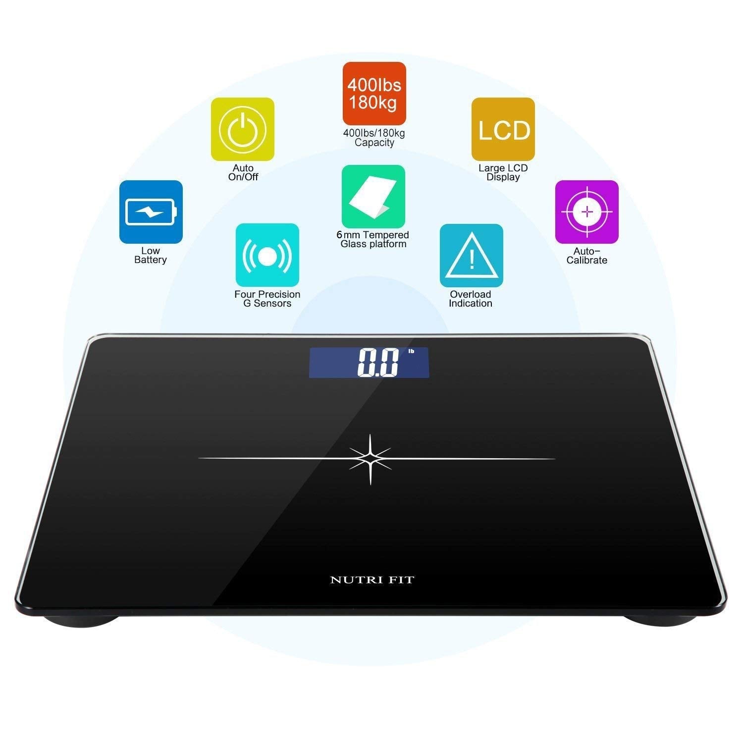 NUTRI FIT pantalla LCD retroiluminada con números grandes y legibles