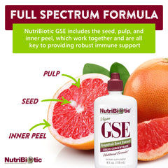 NutriBiotic GSE comparación de tamaño 4 oz para escala práctica