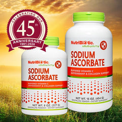 NutriBiotic comparación de tamaño con mano para visualizar volumen útil