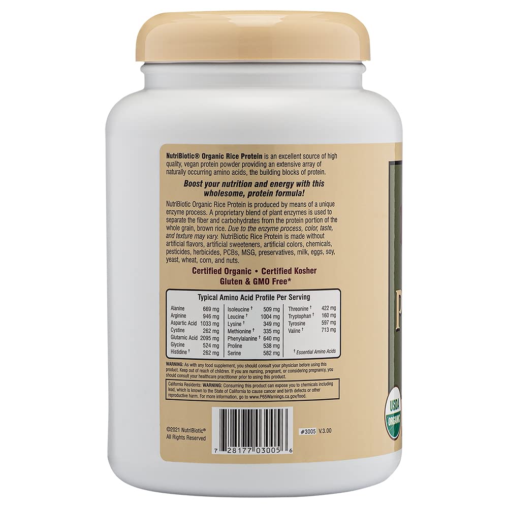 NutriBiotic polvo de proteína textura fina que facilita la mezcla