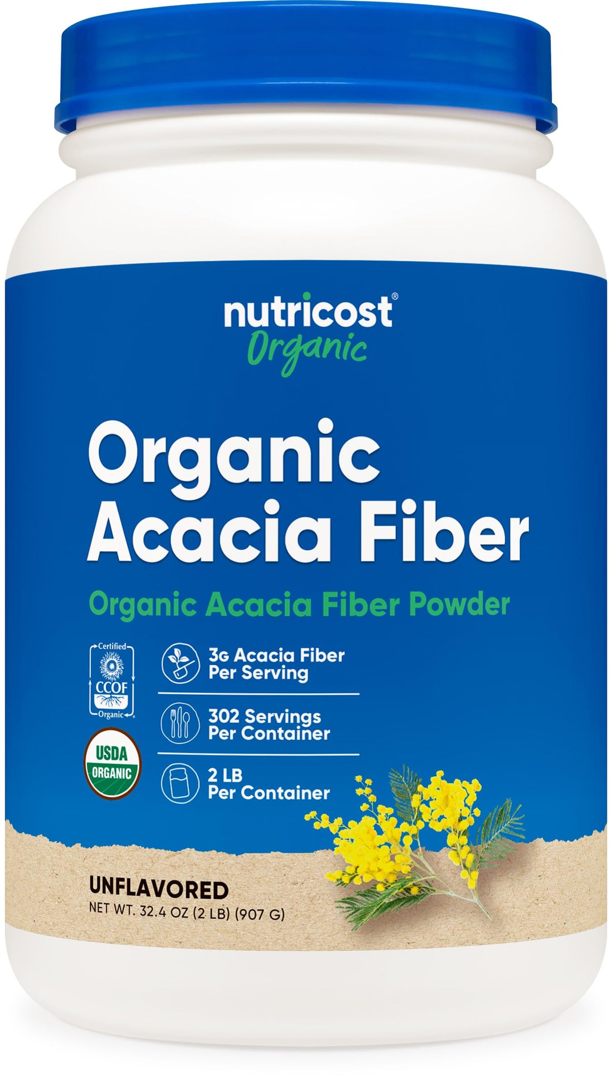 Nutricost frente del envase mostrando etiqueta orgánica y beneficios