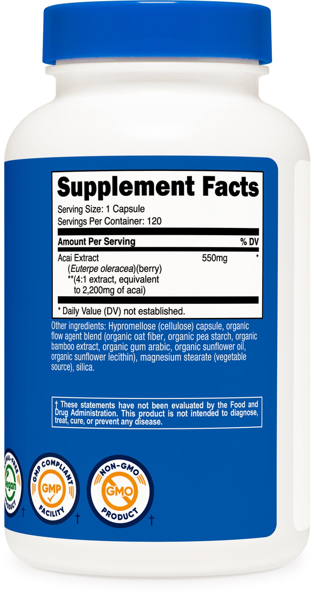 Nutricost etiqueta con información de 550 mg y certificaciones visibles