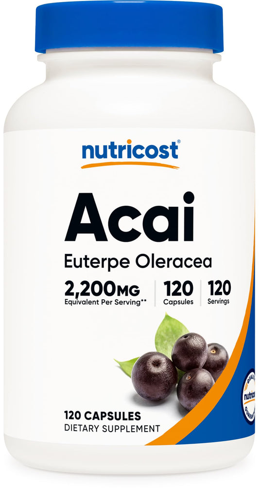 Nutricost botella frontal mostrando 120 cápsulas y claridad de dosis