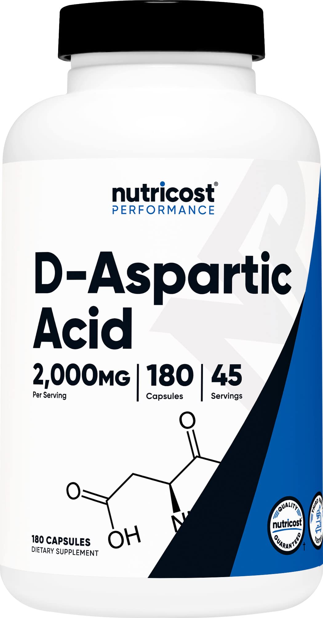 Nutricost ácido D-aspártico 2000 mg en cápsulas, fácil de tomar