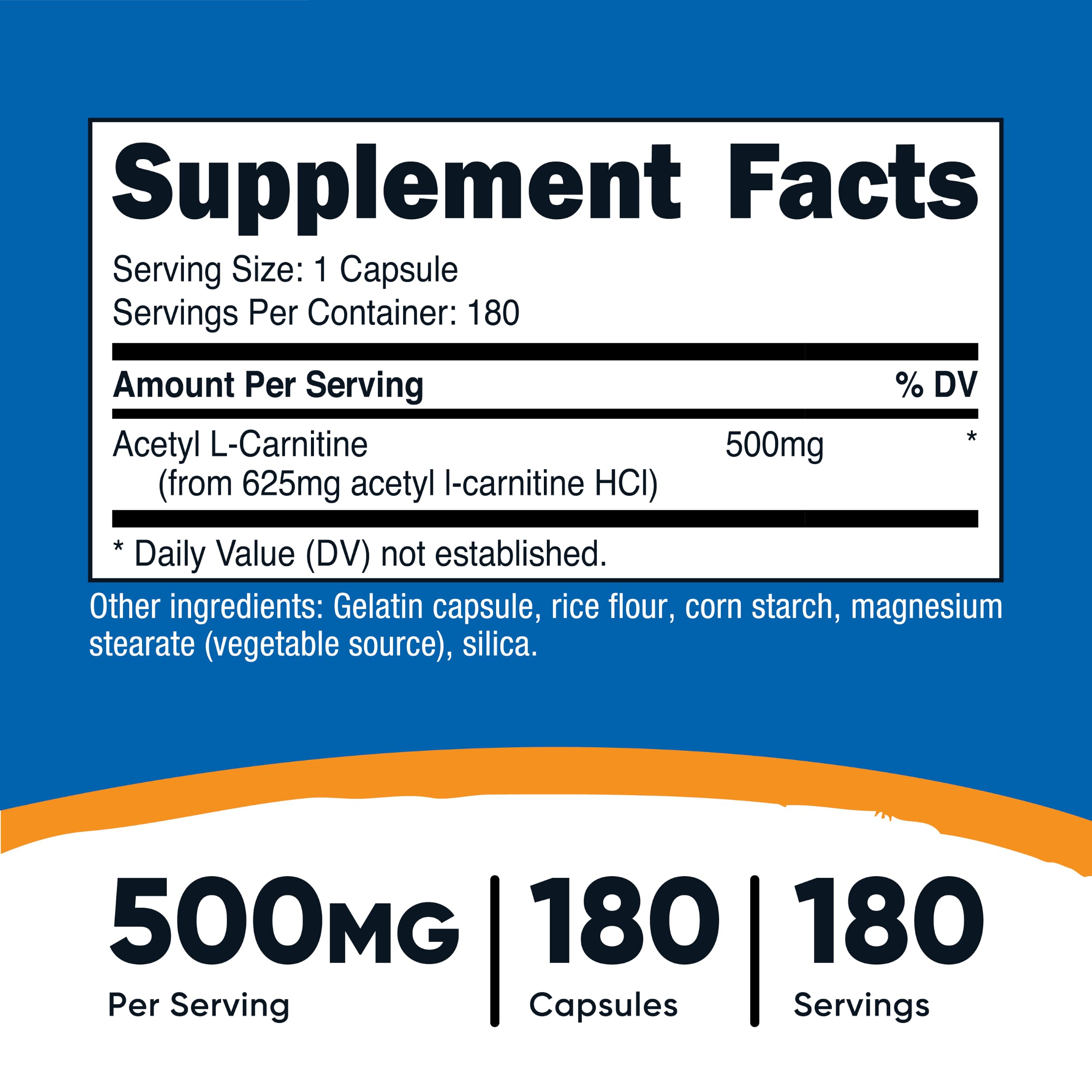 Nutricost detalle de etiqueta ALCAR con ingredientes y certificaciones, confianza en calidad