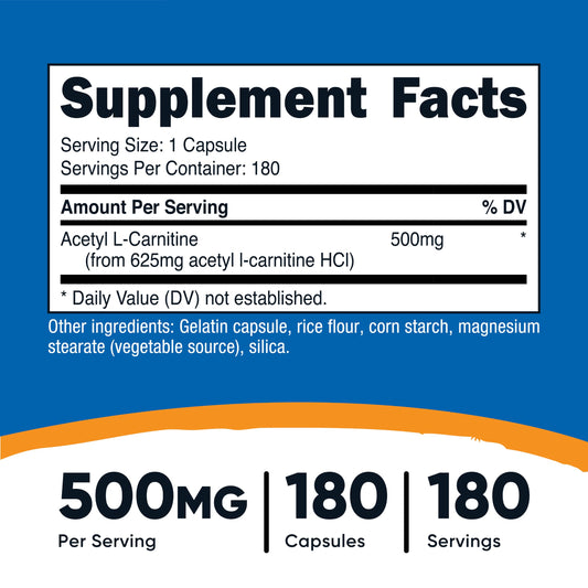 Nutricost detalle de etiqueta ALCAR con ingredientes y certificaciones, confianza en calidad