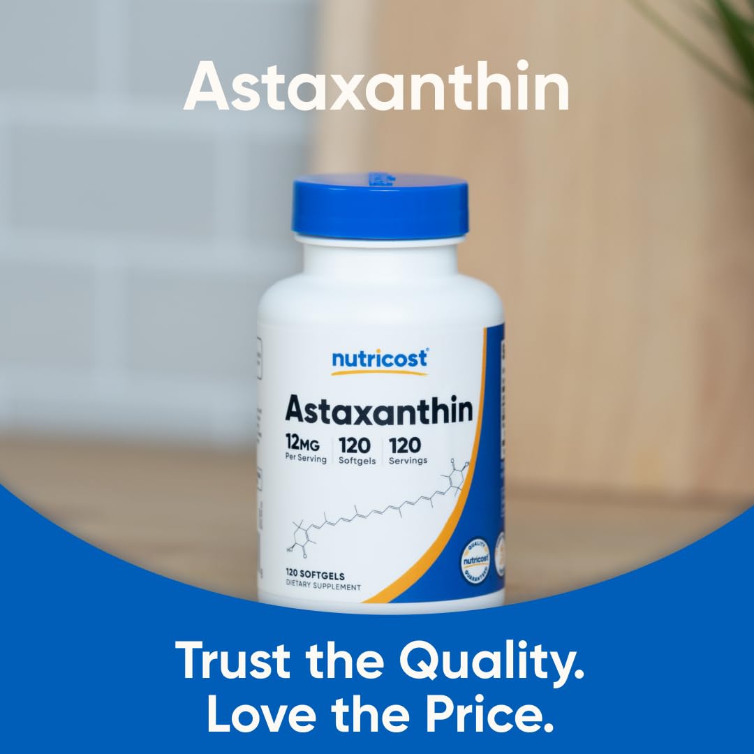 Nutricost Astaxanthin comparación de tamaño con regla para referencia de escala
