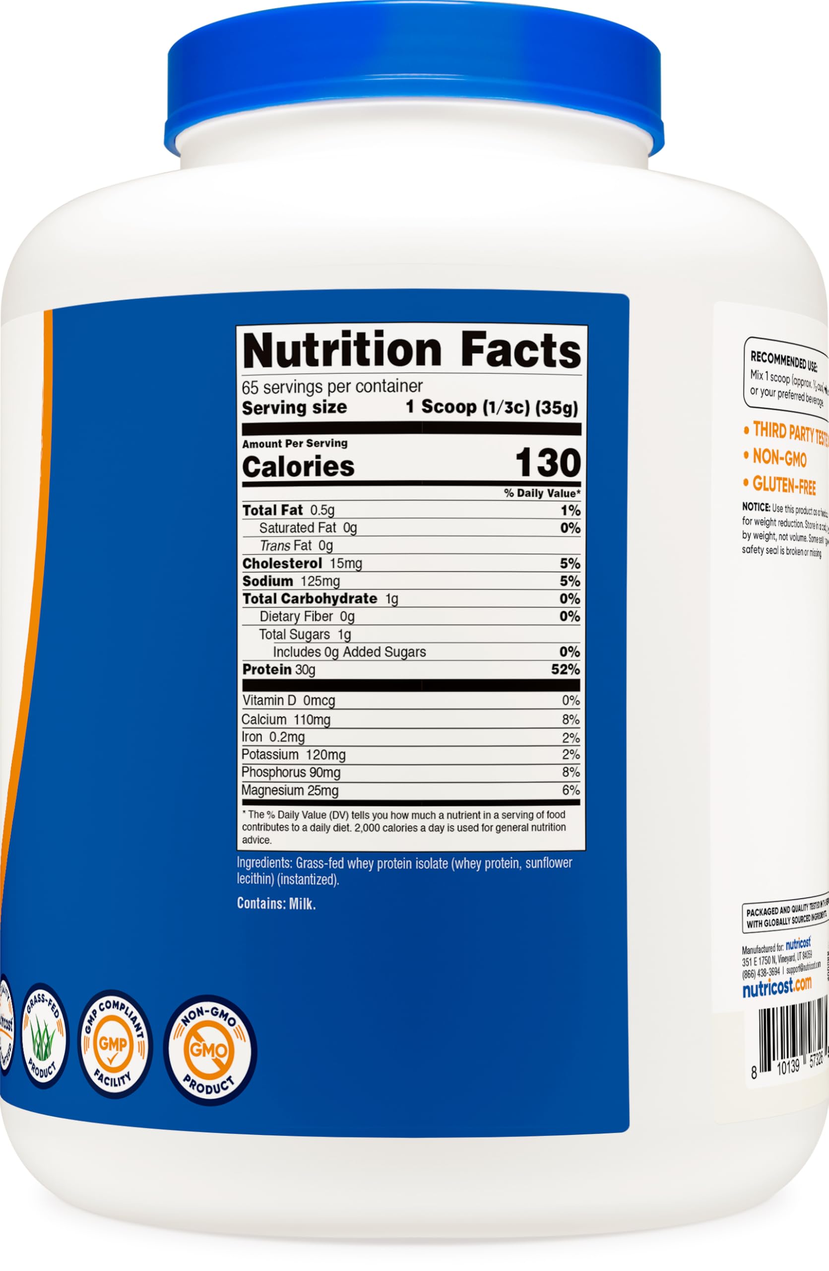 Nutricost batido servido en vaso, ejemplo de mezcla sin sabor y uso versátil
