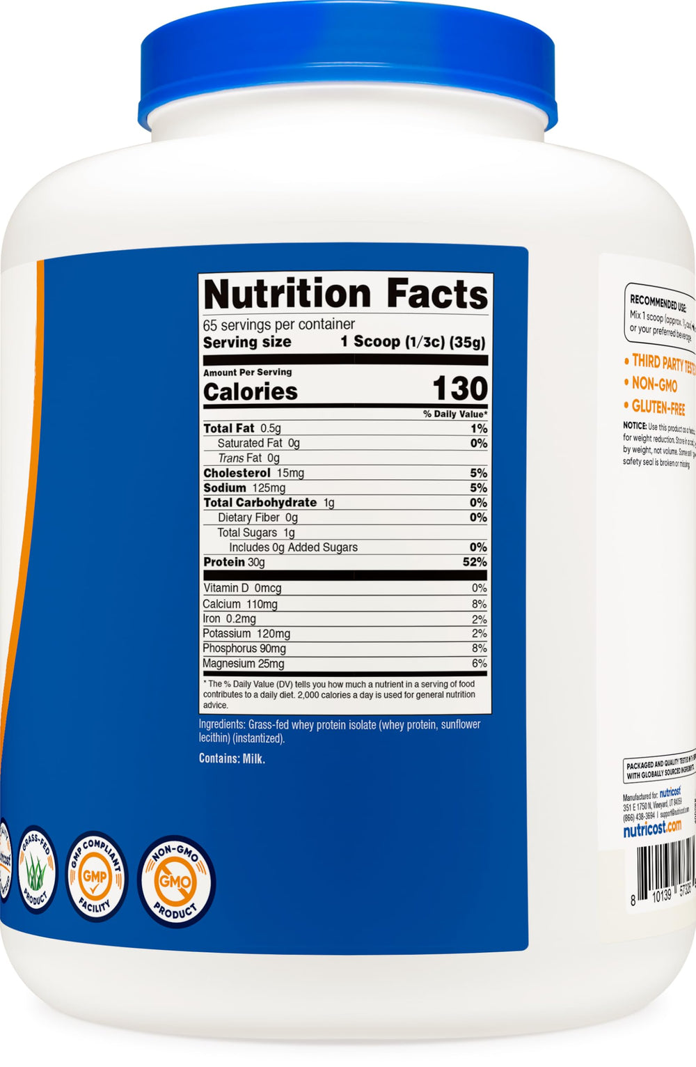 Nutricost batido servido en vaso, ejemplo de mezcla sin sabor y uso versátil
