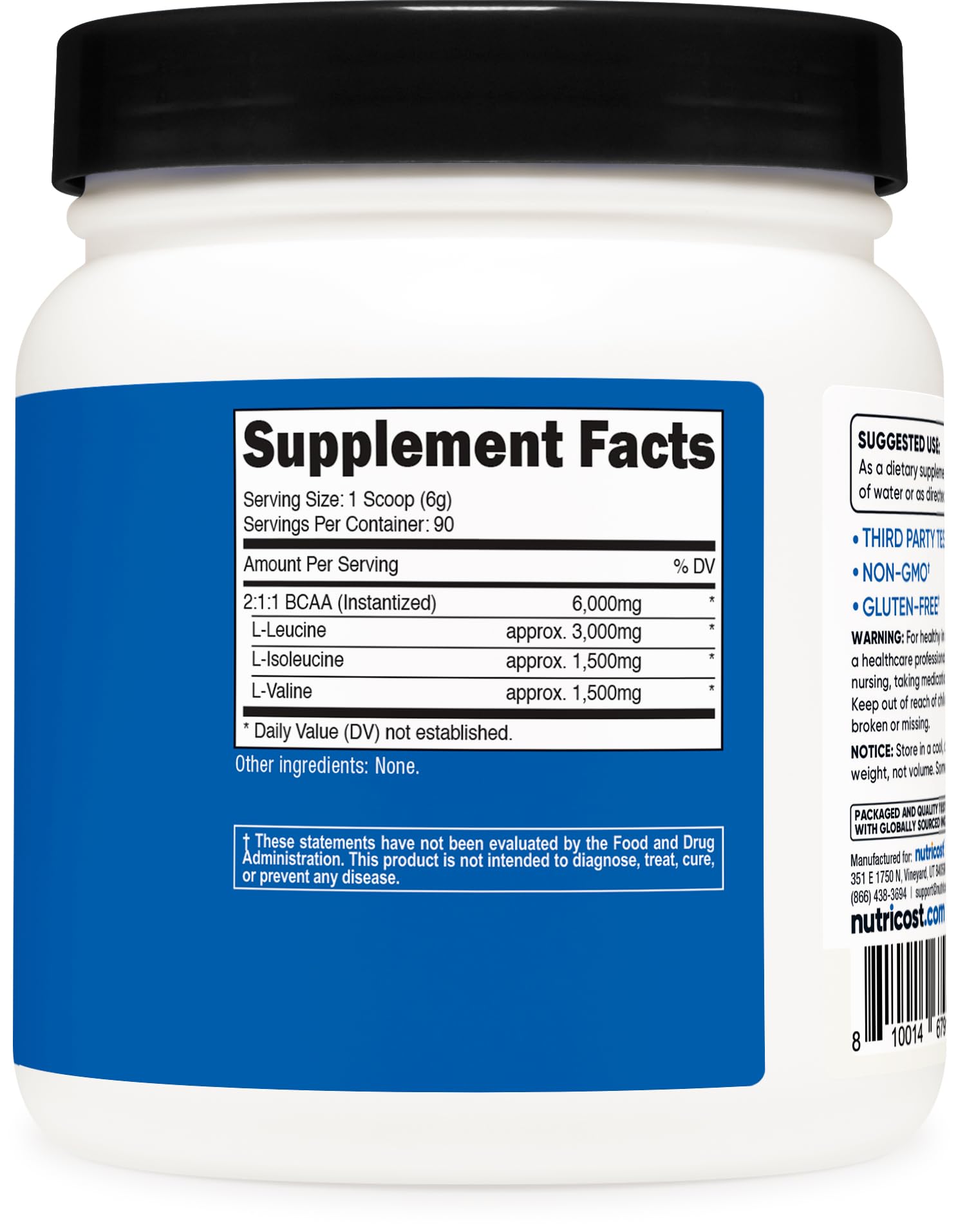 Nutricost etiqueta con ingredientes para ver composición clara