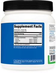 Detalle de etiqueta Nutricost con información de 6 g BCAA y proporción 2:1:1