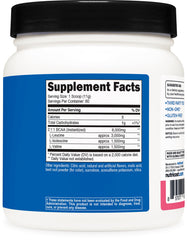 Etiqueta de Nutricost BCAA con información y sellos GMP y Non-GMO, confianza en calidad
