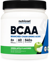 Nutricost bote frontal en primer plano con sabor manzana verde, conveniente y confiable
