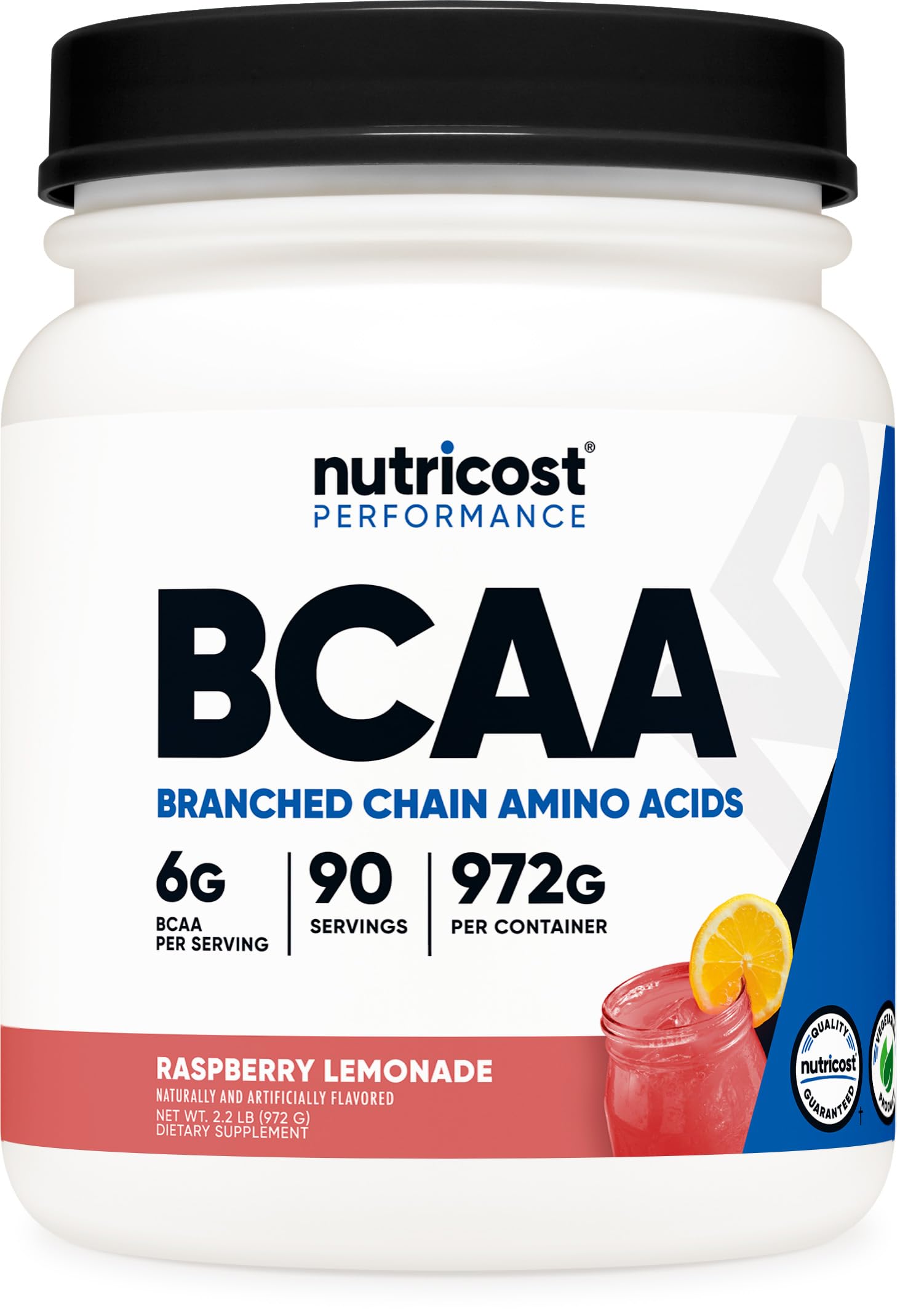 Nutricost frasco frontal con etiqueta clara y 90 porciones