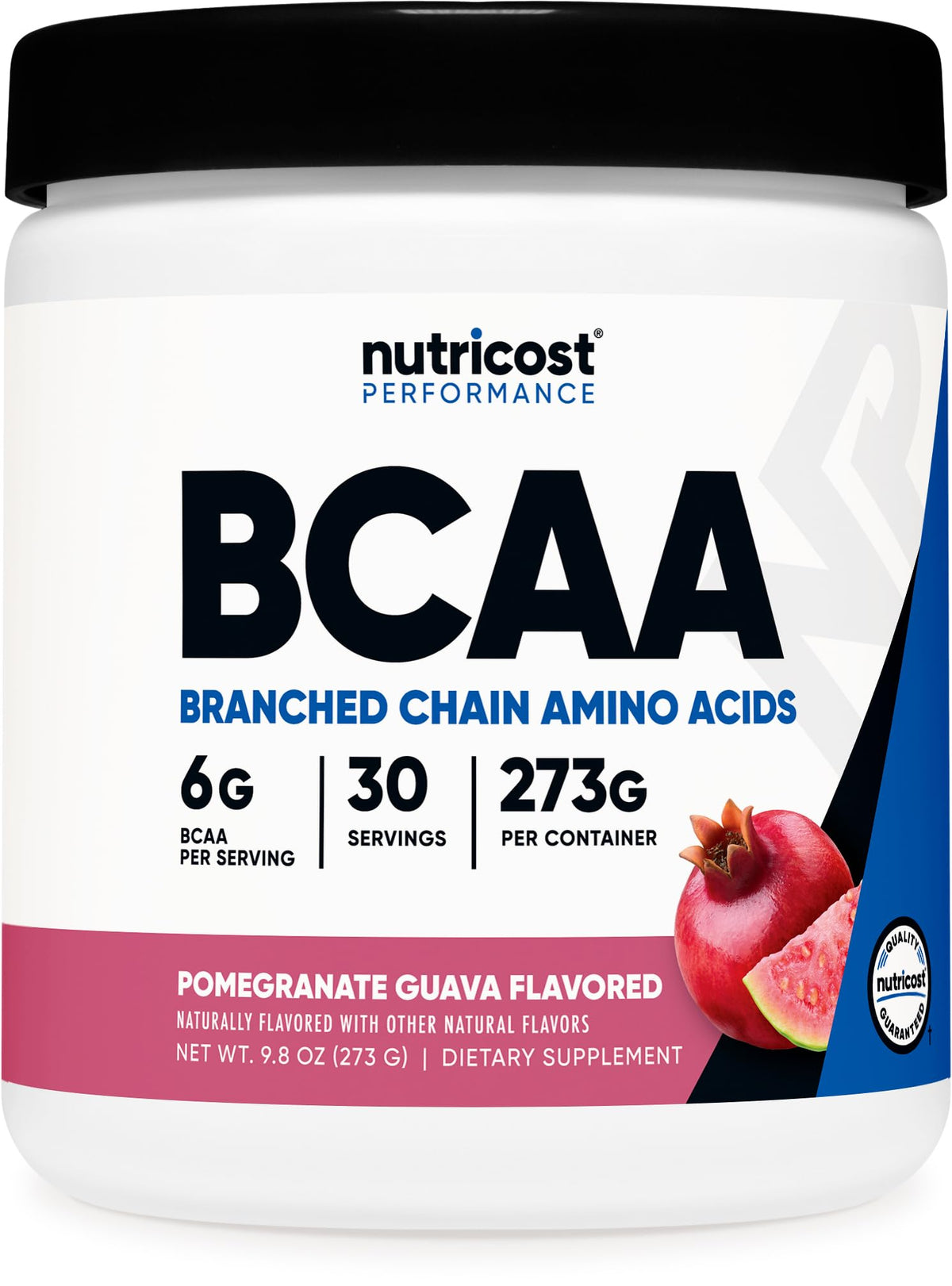 Nutricost bote frontal mostrando sabor granadina-guayaba y diseño claro