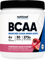 Nutricost bote frontal mostrando sabor granadina-guayaba y diseño claro