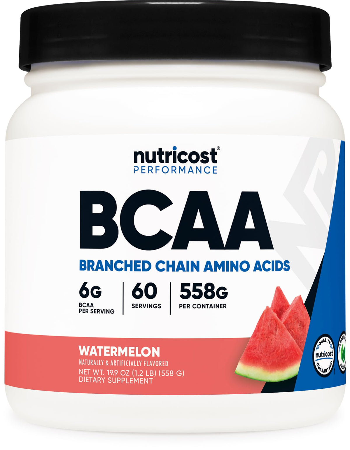 Nutricost bote frontal con etiqueta clara y beneficio de 60 servicios