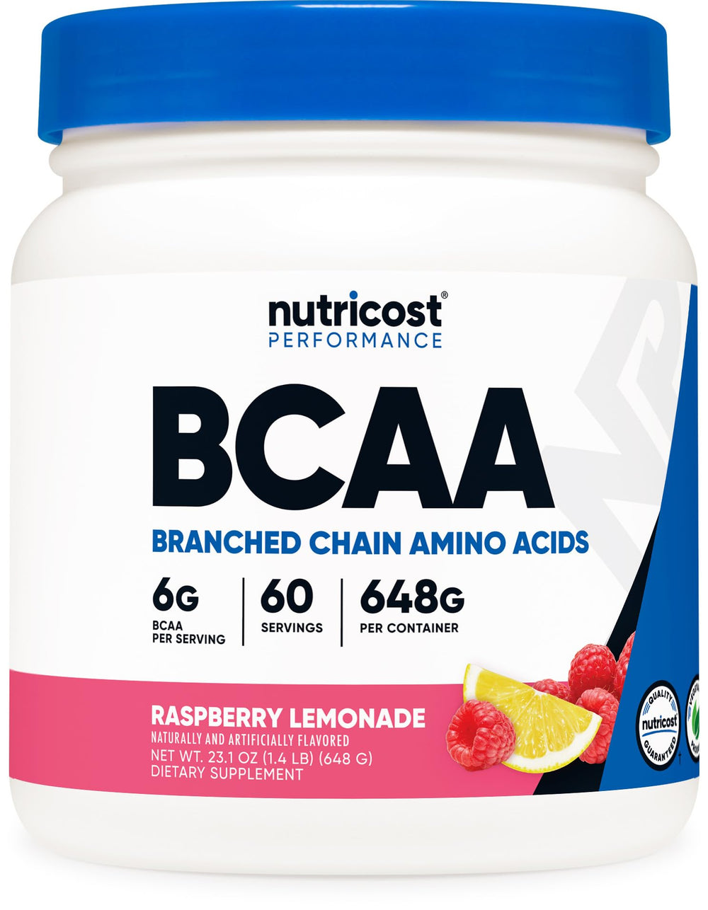 Nutricost BCAA en polvo, sabor limonada-frambuesa, ideal para pre-entrenamiento