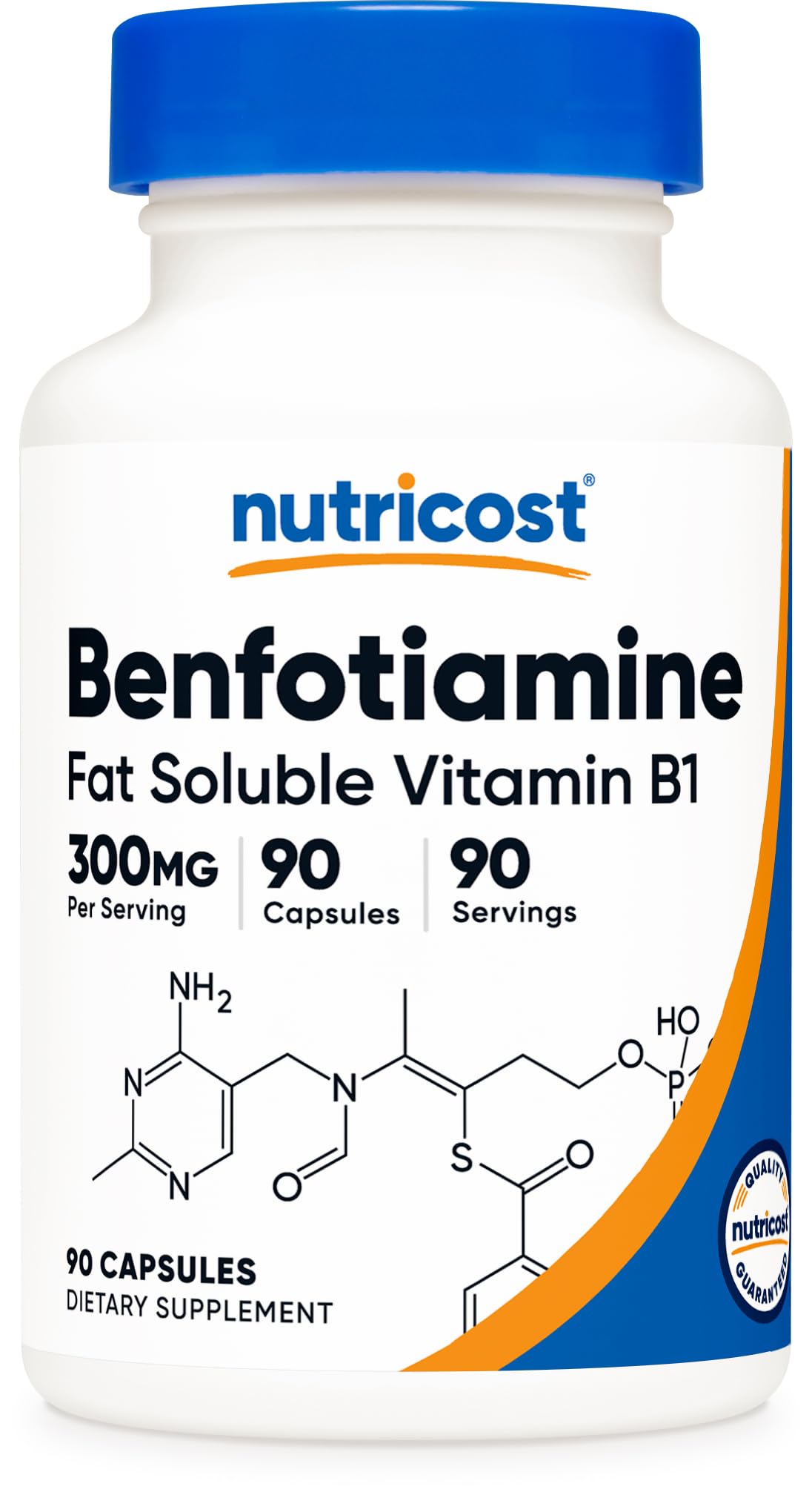 Nutricost Benfotiamine frasco frontal, presentación clara y beneficio de dosificación