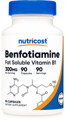 Nutricost Benfotiamine frasco frontal, presentación clara y beneficio de dosificación