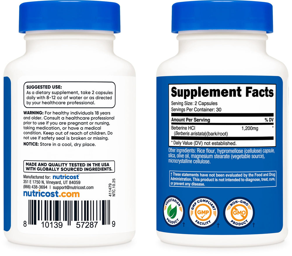 Nutricost etiqueta con ingredientes y certificaciones, transparencia de producto