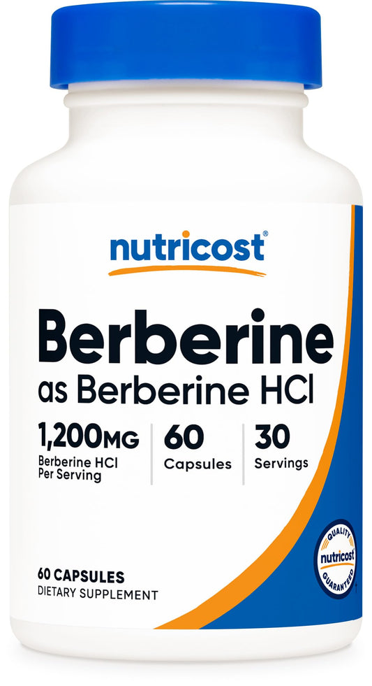 Nutricost frasco frontal mostrando etiqueta y dosis, confianza de marca