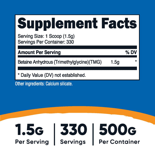 Nutricost Betaine Anhydrous TMG scoop-dispense showing convenient serving size.