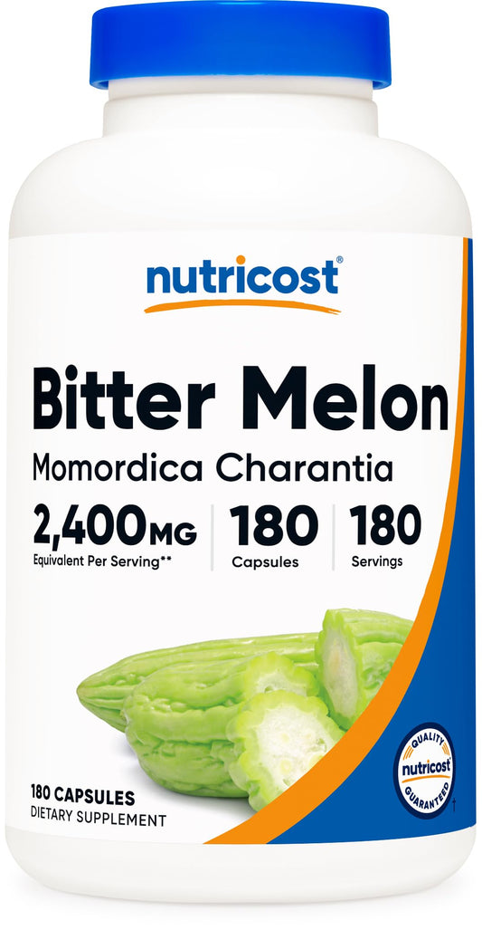 Nutricost frasco frontal mostrando 180 cápsulas y ventaja de duración