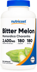 Nutricost frasco frontal mostrando 180 cápsulas y ventaja de duración