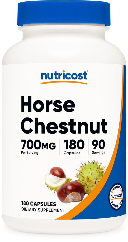 Nutricost bote frontal de Horse Chestnut con 180 cápsulas, confianza de marca