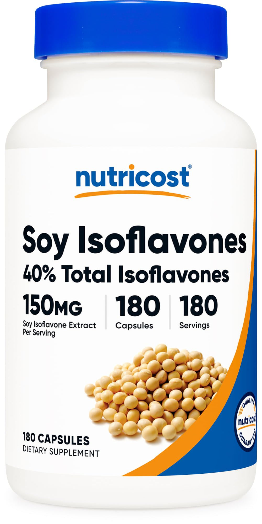 Nutricost botella frontal mostrando 180 cápsulas veganas y comodidad de uso