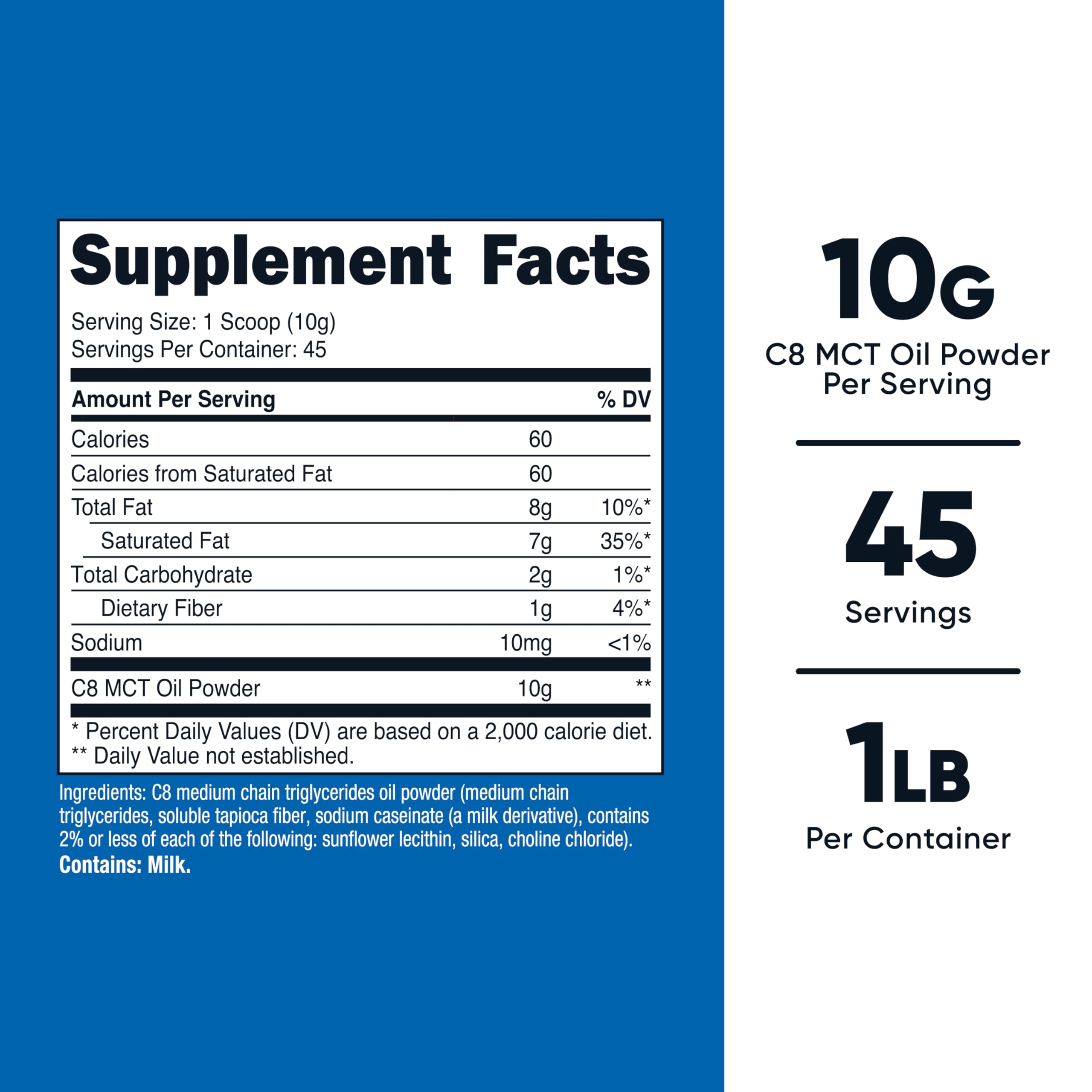 Nutricost polvo C8 textura en primer plano facilita mezcla rápida
