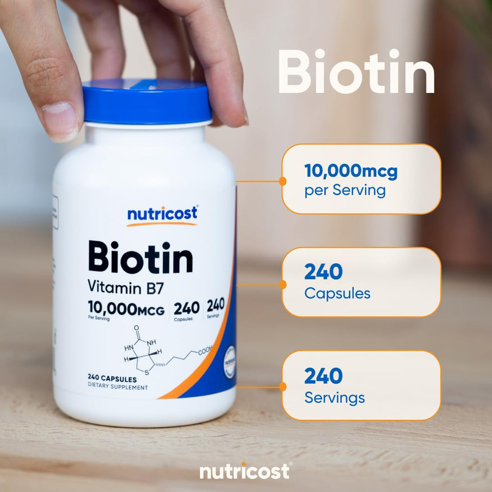 Nutricost caja abierta con frasco y cápsulas, presentación completa