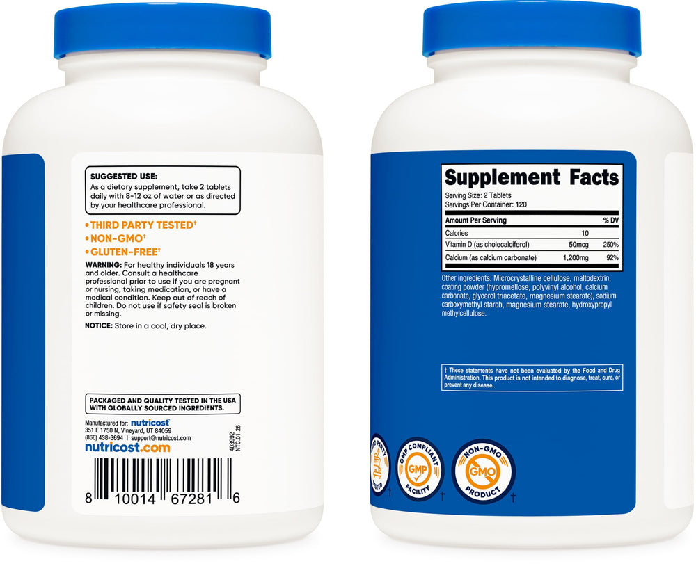 Nutricost etiqueta informativa con tabla nutricional y garantías de calidad