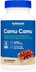 Nutricost frasco frontal mostrando el diseño y cantidad de cápsulas